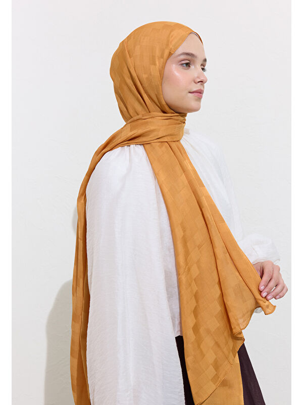 Fresh Scarfs Nori İpek Jakar Şal Tarçın Kabuğu