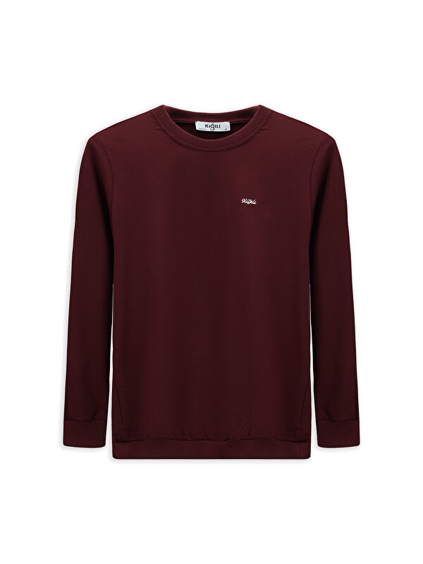 Kiğılı Bisiklet Yaka Regular Fit Nakışlı Pamuklu Sweatshirt