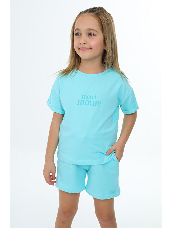 Toontoykids Kız Çocuk Baskılı Şortlu Takım