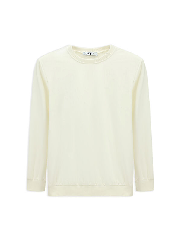 Kiğılı Bisiklet Yaka Regular Fit Nakışlı Pamuklu Büyük Beden Sweatshirt