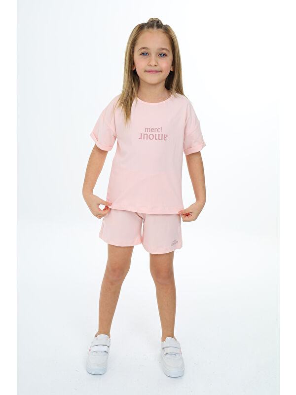 Toontoykids Kız Çocuk Baskılı Şortlu Takım