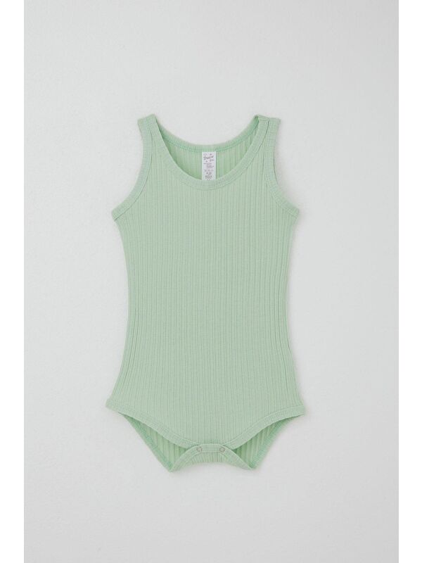 Breeze Kız Bebek Çıtçıtlı Atlet Zıbın Body Jakarlı Su Yeşili (9 Ay-3 Yaş)