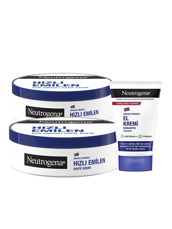 Neutrogena Hızlı Emilen Bakım Kremi x2 Adet + El Kremi Parfümlü 50 ml