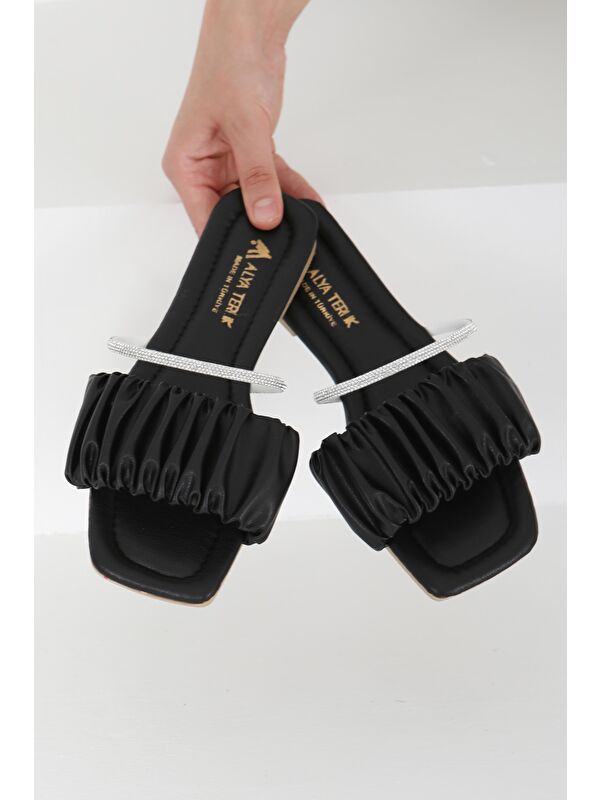 Kadın Siyah Taşlı Terlik - 27405 - Görsel 3