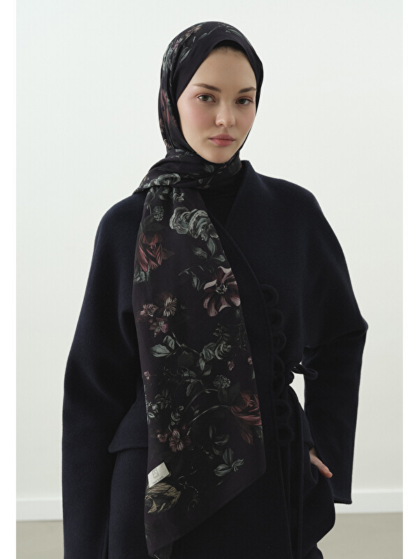 Fresh Scarfs Gisele Desenli Pamuk Viskon Şal Gece Mavisi