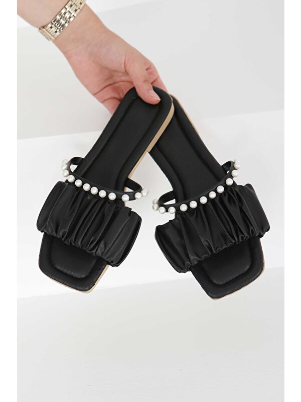 Kadın Siyah İncili Terlik - 27399 - Görsel 4