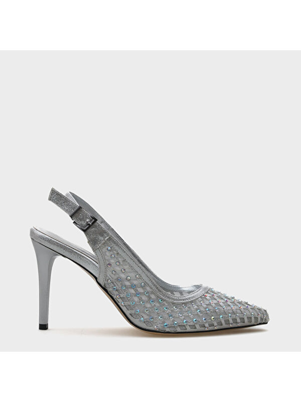 Capone Outfitters Gri Capone Outfitters Hilary Taşlı Fileli Stiletto