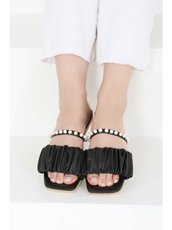 Kadın Siyah İncili Terlik - 27399 - Görsel 5