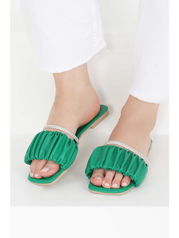 Kadın Yesil Taşlı Terlik - 27405 - Görsel 4