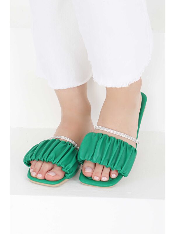 Kadın Yesil Taşlı Terlik - 27405 - Görsel 5