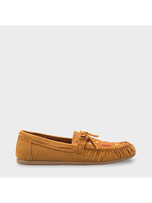 Capone Outfitters Viki Kızılderili Nakışlı Yumuşak Kadın Loafer Ayakkabı