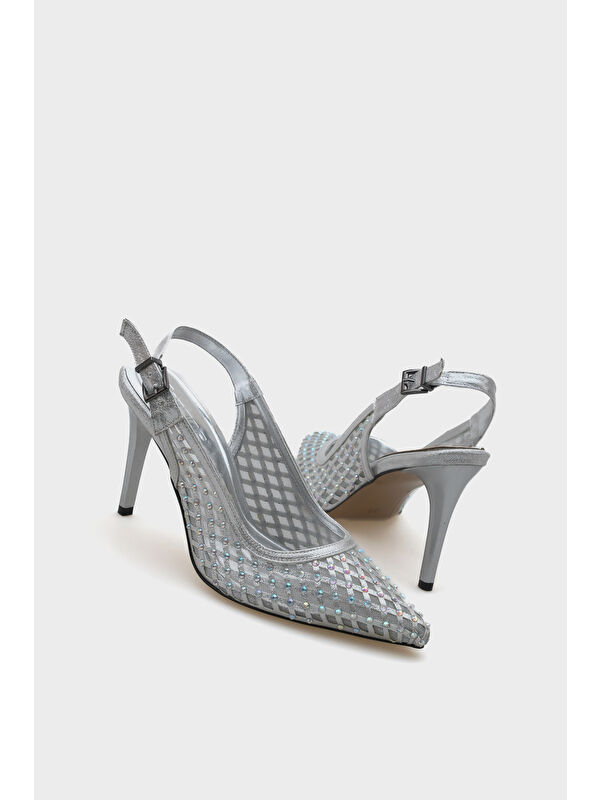 Capone Outfitters Gri Capone Outfitters Hilary Taşlı Fileli Stiletto