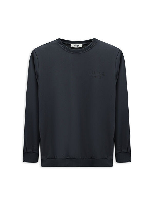 Kiğılı Bisiklet Yaka Regular Fit Düz Pamuklu Büyük Beden Sweatshirt