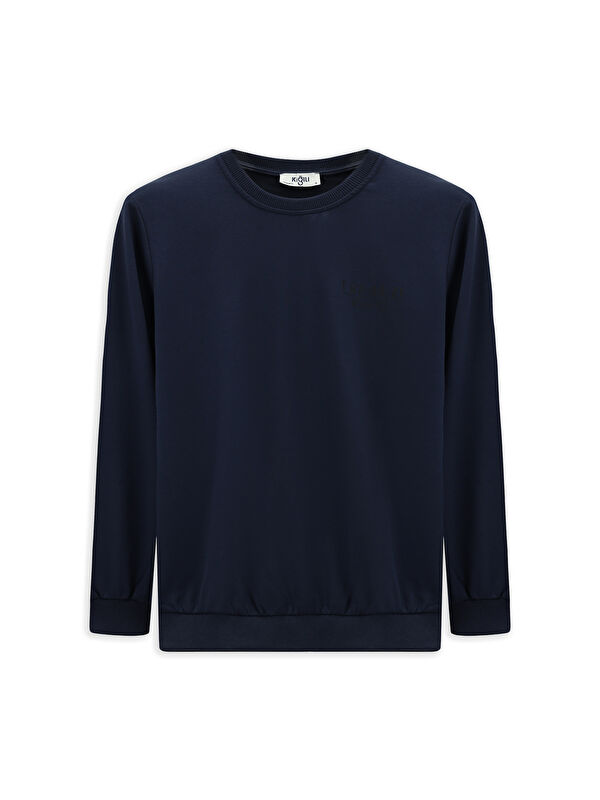 Kiğılı Bisiklet Yaka Regular Fit Düz Pamuklu Büyük Beden Sweatshirt
