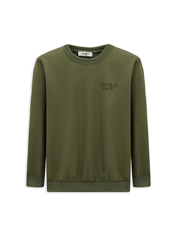 Kiğılı Bisiklet Yaka Regular Fit Düz Pamuklu Büyük Beden Sweatshirt