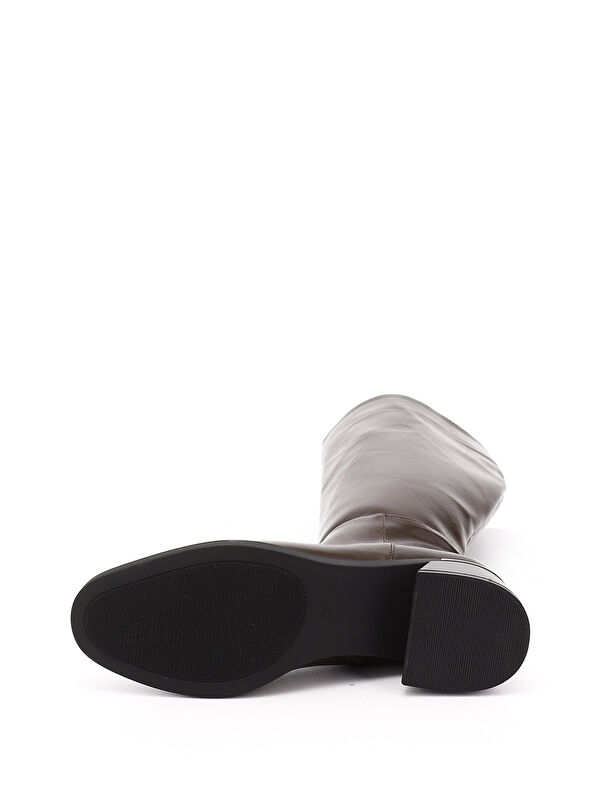 Kadın ÇİKOLATA KAHVE Fermuarlı Kalın Topuklu Çizme - Görsel 5