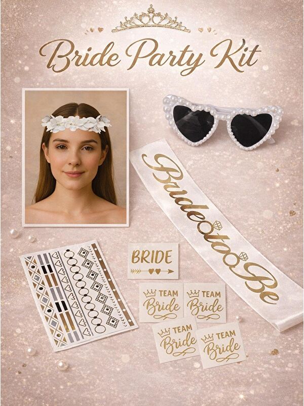 Parti Adresi Bride To Be Parti Seti Bekarlığa Veda Partisi Set Beyaz Altın