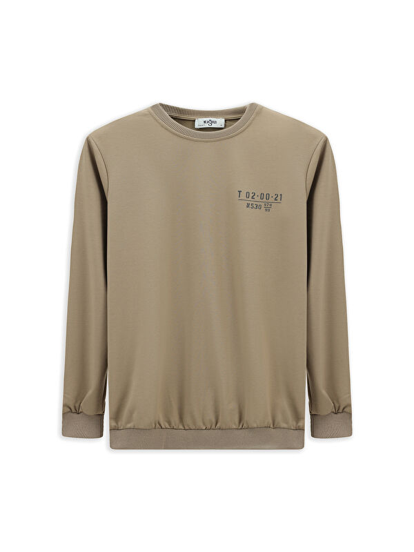 Kiğılı Bisiklet Yaka Regular Fit Düz Pamuklu Büyük Beden Sweatshirt