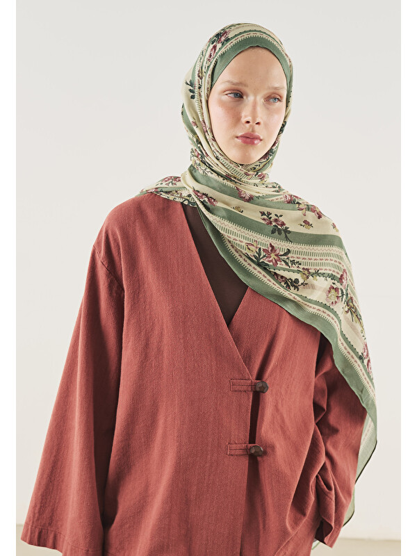 Fresh Scarfs Floral Touch Desen Soft Viskon Şal Çam Yeşili