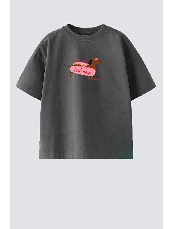 Monila Kız Çocuk Bisiklet Yaka Baskılı Tshirt