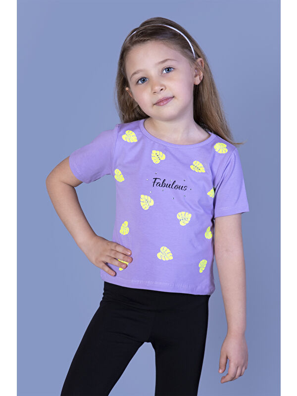Toontoykids Kız Çocuk Yaprak Desenli Fabulous Baskılı Tişört