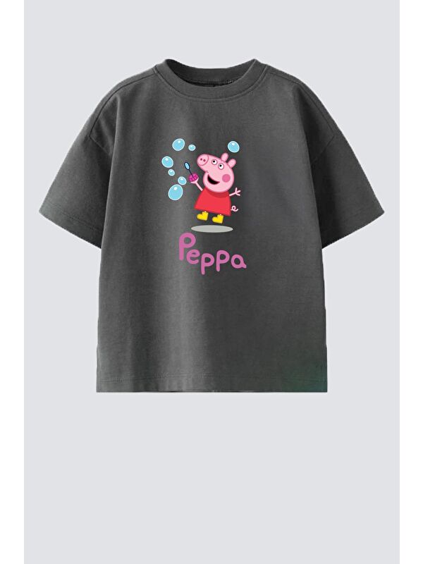 Monila Kız Çocuk Bisiklet Yaka Baskılı Tshirt