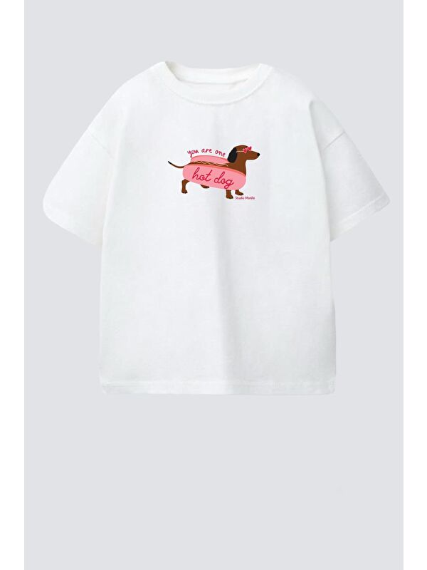 Monila Kız Çocuk Bisiklet Yaka Baskılı Tshirt