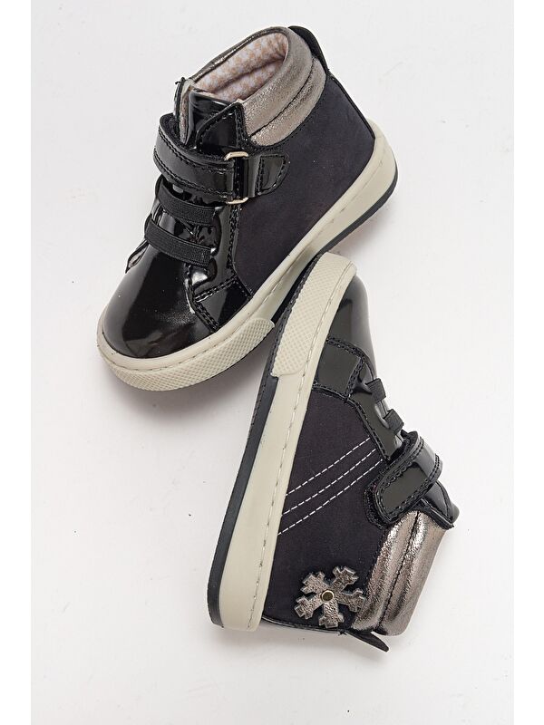 Kız Çocuk Siyah Hakiki Deri Suya Dayanıklı Anatomik Günlük Bot - Görsel 5