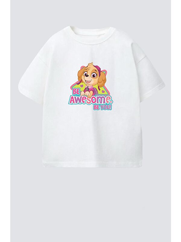 Monila Kız Çocuk Bisiklet Yaka Baskılı Tshirt
