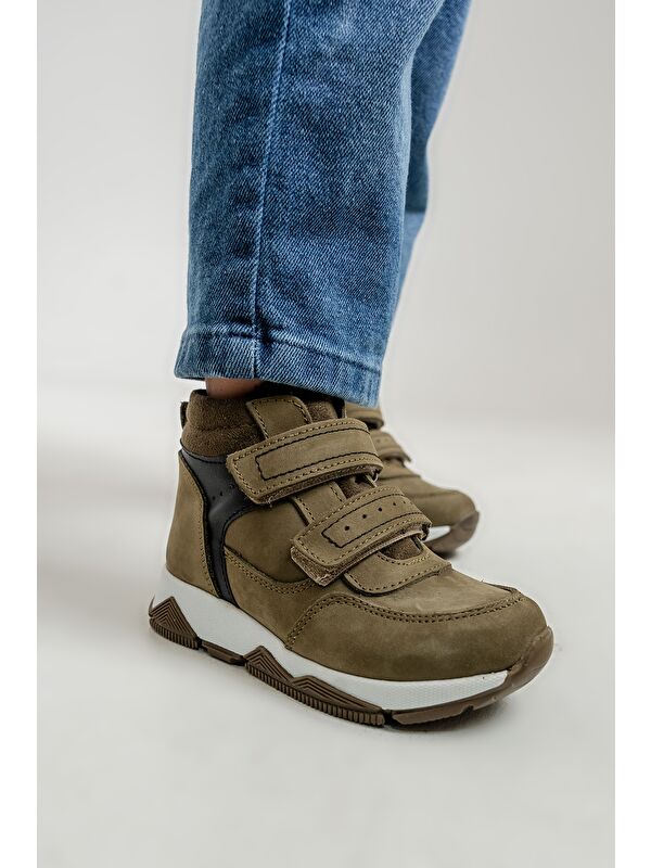 Erkek Çocuk Haki Hakiki Deri Suya Dayanıklı Günlük Bot - Görsel 3