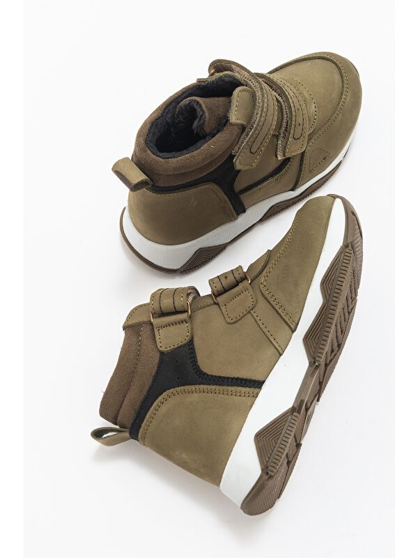 Erkek Çocuk Haki Hakiki Deri Suya Dayanıklı Günlük Bot - Görsel 5