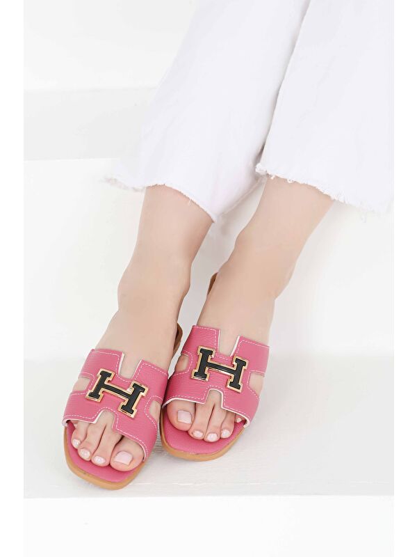 Kadın Fuşya H Tokalı Terlik - 27407 - Görsel 3