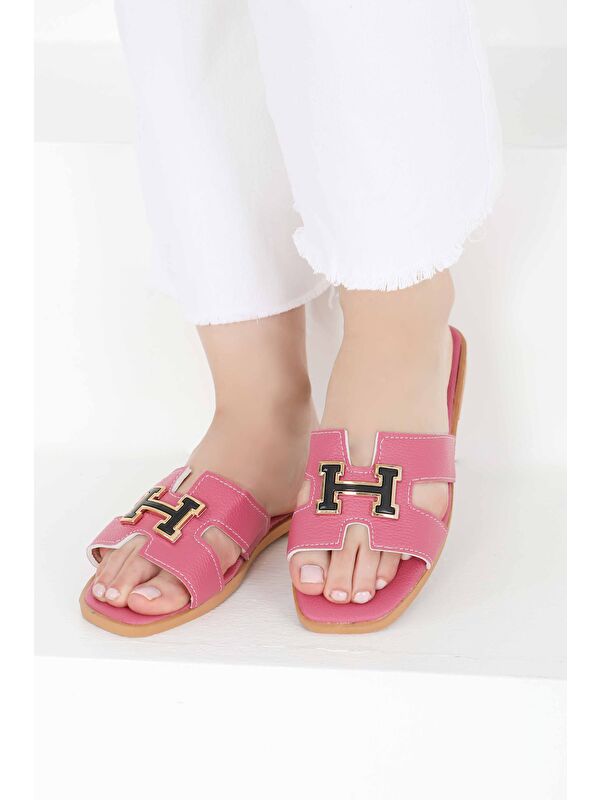 Kadın Fuşya H Tokalı Terlik - 27407 - Görsel 4