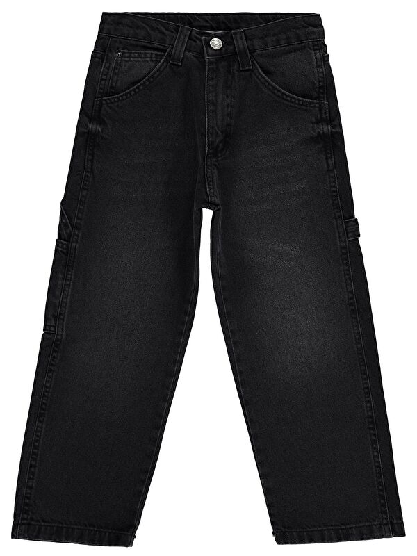 Civil Boys Yan Cepli Baggy Kalıp 6-9 Yaş Pantolon Jean - Siyah 8-9 Yaş