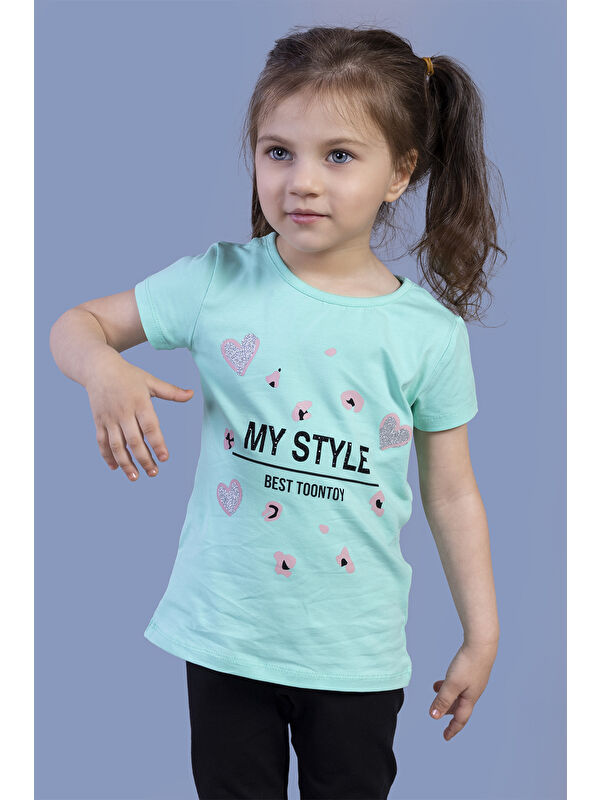 Toontoykids Kız Çocuk Kalp Baskılı Tişört