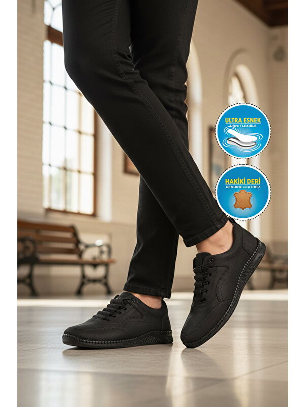 Ayakmod Siyah Ayakmod Premium Hakiki Deri Erkek Casual Ayakkabı 2101 M