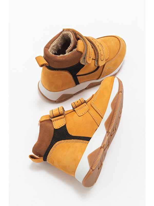 Erkek Çocuk Sarı Hakiki Deri Suya Dayanıklı Anatomik Günlük Bot - Görsel 5
