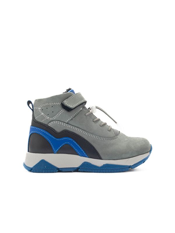 Erkek Çocuk Gri Hakiki Deri Suya Dayanıklı Anatomik Günlük Bot - Görsel 5