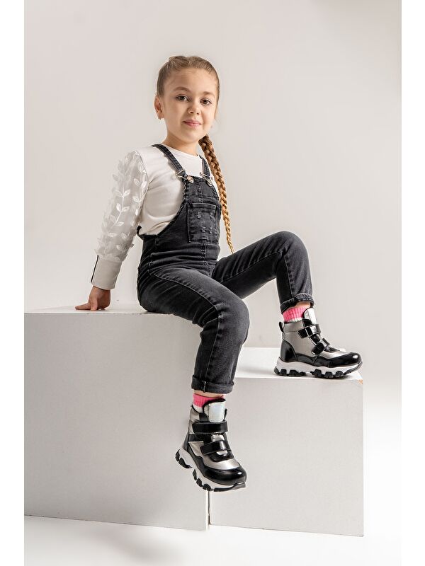 Kız Çocuk Platin Hakiki Deri Suya Dayanıklı Anatomik Günlük Bot - Görsel 2