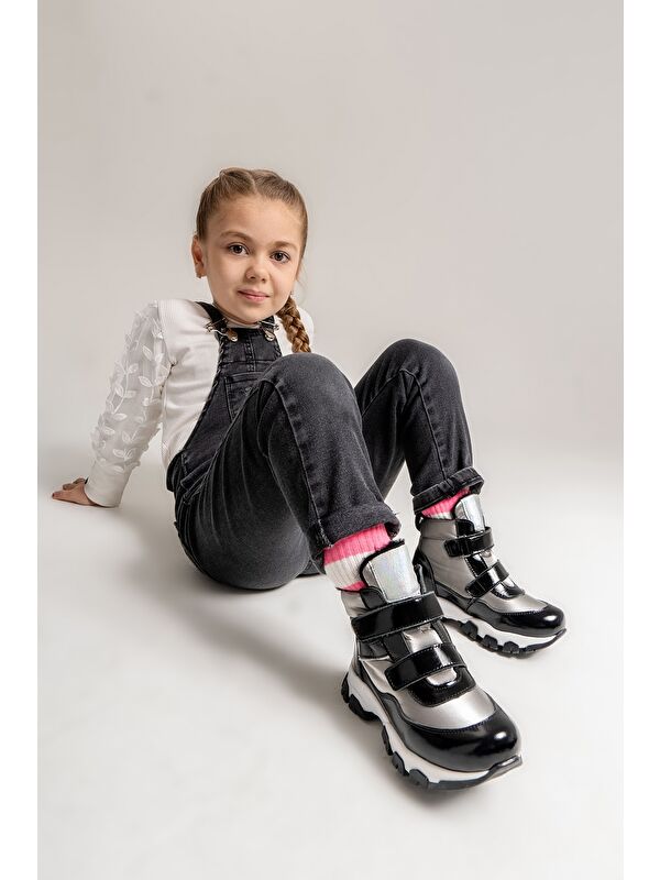 Kız Çocuk Platin Hakiki Deri Suya Dayanıklı Anatomik Günlük Bot - Görsel 3