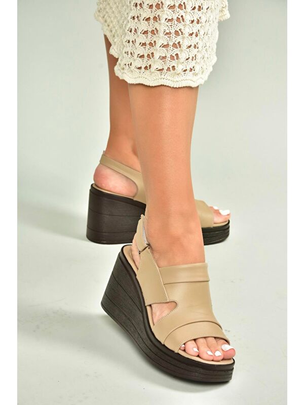 Bej Kadın Dolgu Topuklu Ayakkabı U5559603 - Görsel 3