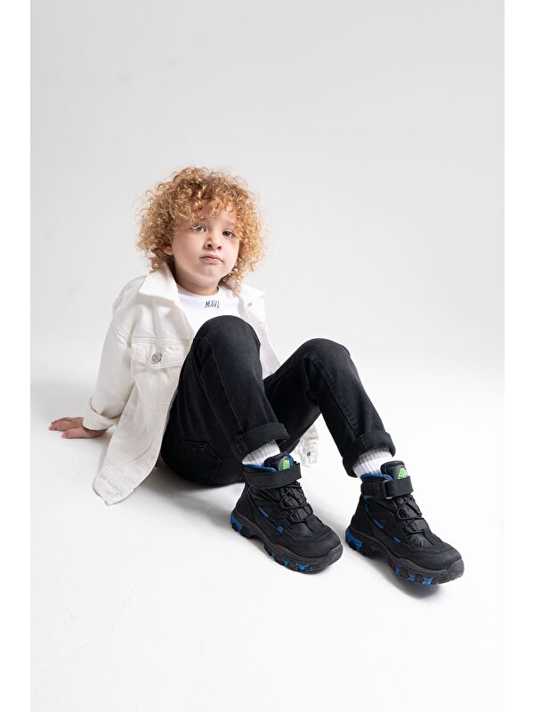 Erkek Çocuk Siyah Hakiki Deri Anatomik Günlük Bot - Görsel 3