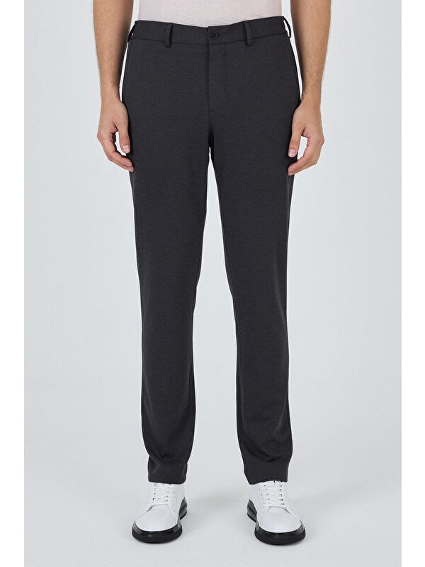 İMZA Koyu Antrasit Esnek Yandan Cepli Casual Slim Fit Jogger Pantolon 1003250156