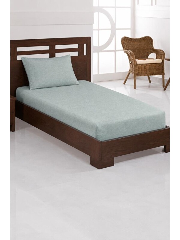 Çeyiz Diyarı Penye Tek Kişilik 120x200 cm Lastikli Çarşaf Çağla Yeşili
