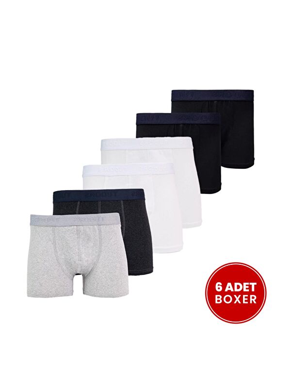 TUDORS Erkek 6'Lı Pamuklu Elastanlı Esnek Kumaş Boxer