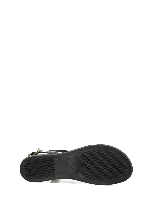 DS24013 4FX Siyah Kadın Düz Sandalet - Görsel 7