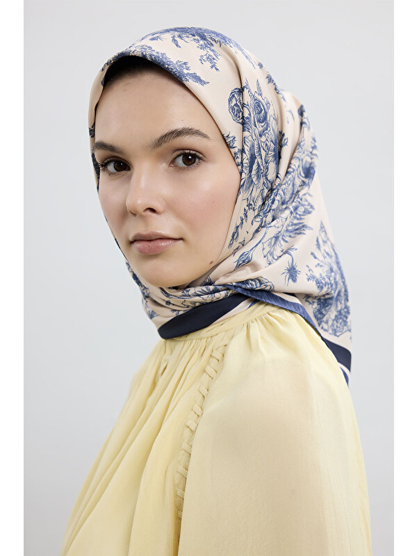 QEF Twill İpek Eşarp Eva Lacivert