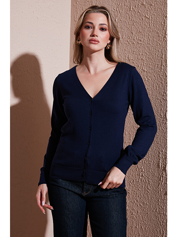 Fashion Friends Regular Fit V Yaka Düğmeli Hırka 25K0781K1