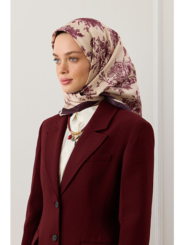 QEF Twill İpek Eşarp Eva Bordo