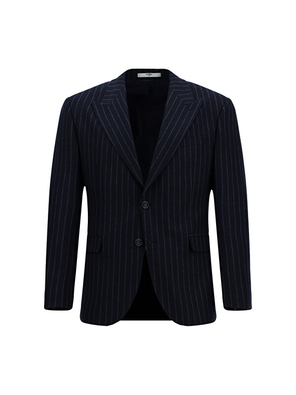 Kiğılı Çizgili Yünlü Klasik Blazer Ceket